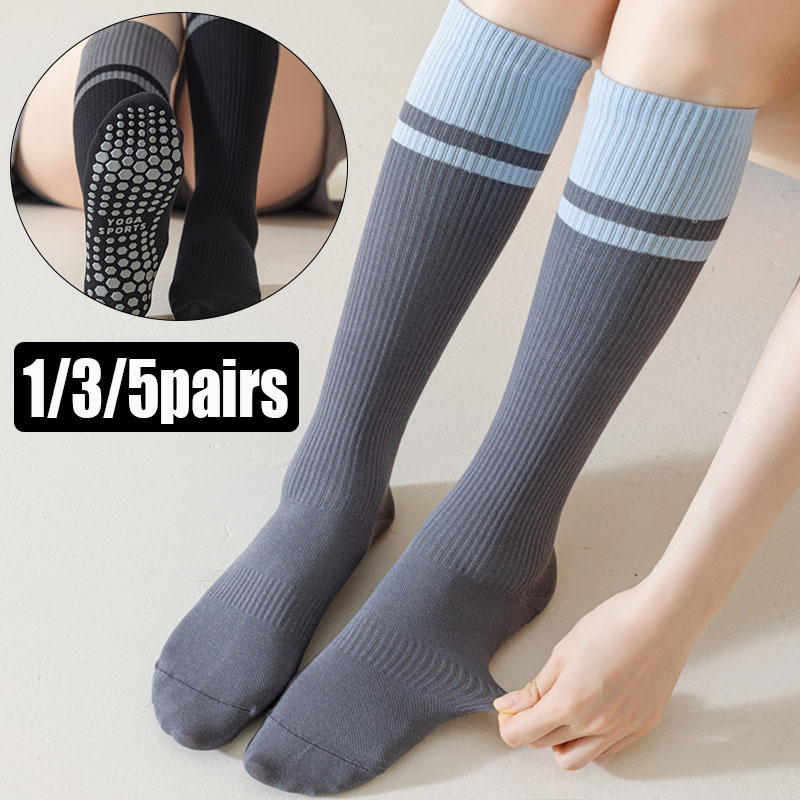 Pilates Yoga Hose - 1/3/5Pairs Women's Non-Slip Knee High Yoga