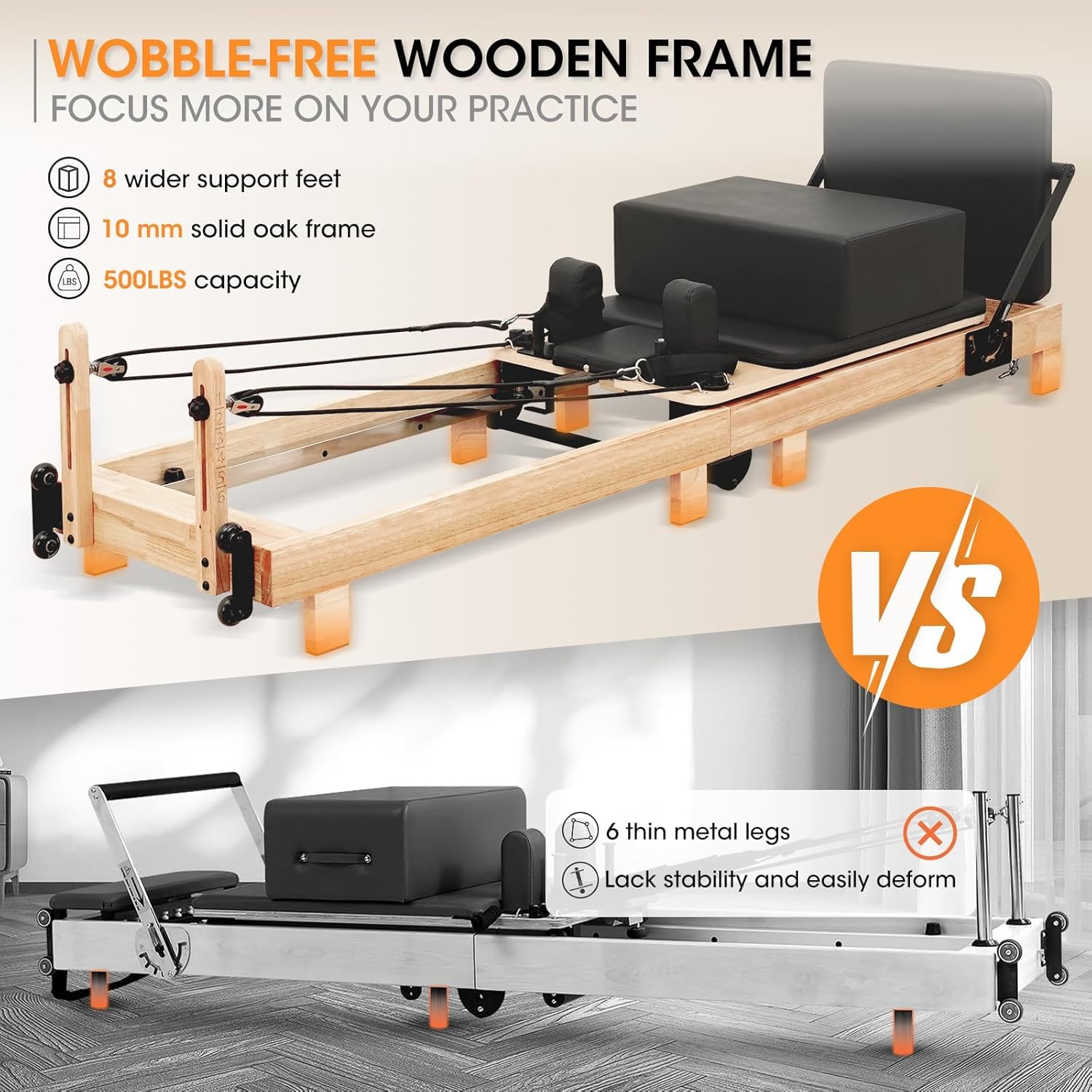 Wooden Pilates Reformer Machin - Pilates Reformer Spring review and price