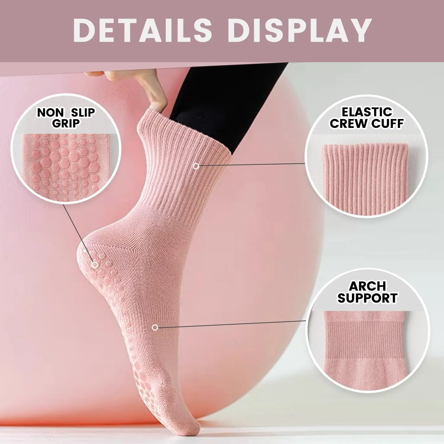 4 pairs of women's yoga socks, - Pilates & Yoga Elastic Band review and price